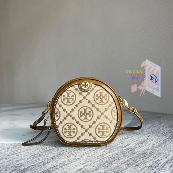 TAS   88168 T Monogram Jacquard Moon Hazelnut   Camera Bag