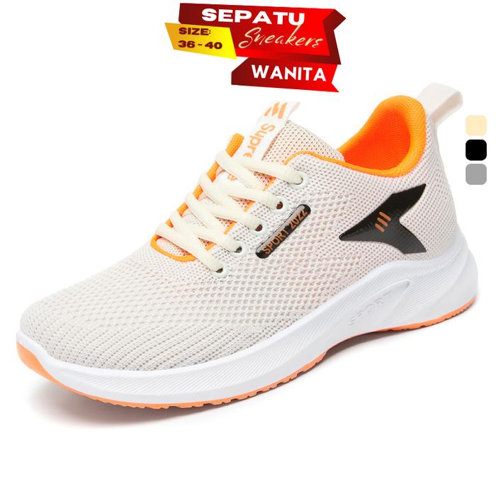 Sepatu Wanita Sport Model Tinggi Pakai Tali Shoes XY017 Slip On