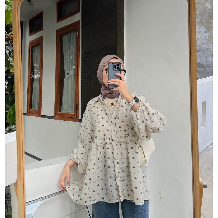 Hots ( ) ZYLA CRINKLE BLOUSE CREAMY WHITE SIZE L by OUTFIX