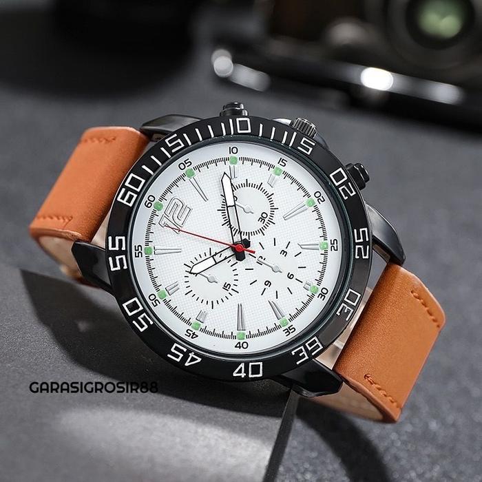 Diskon Garasigrosir88 - Jam Tangan Analog Evan Pria Strap PU Leather /