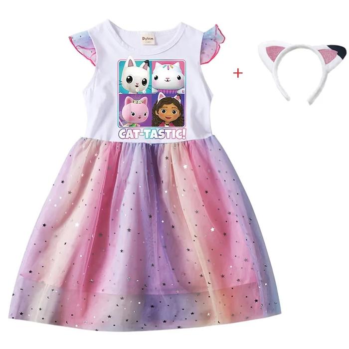 Cartoon Gabby Cats Baby Girl Dresses Kids Gabby's Doll House Clothes