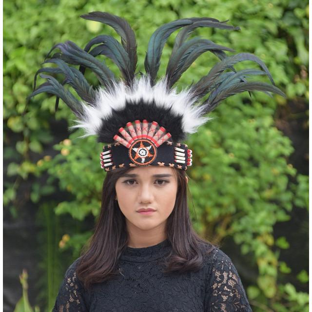 Promo TOPI INDIAN - INDIAN HEADDRESS BANDO TULANG HITAM PUTIH