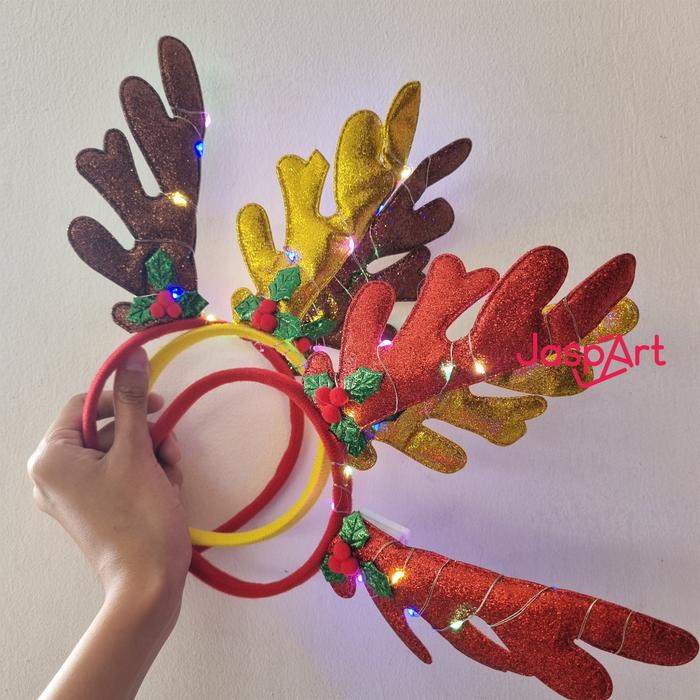 Bando natal merry christmas + Bando natal LED + bando tanduk rusa +