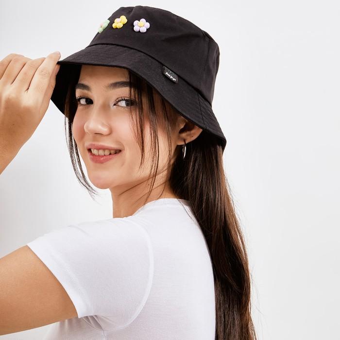 New KKV Topi Bucket Hat Wanita Manik Bunga Kekinian Korea Cute Style