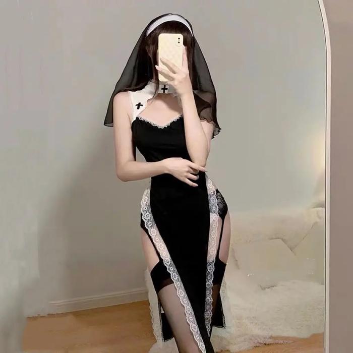 Halloween Costumes for Women Sexy Nun Cosplay Lingerie Tempting