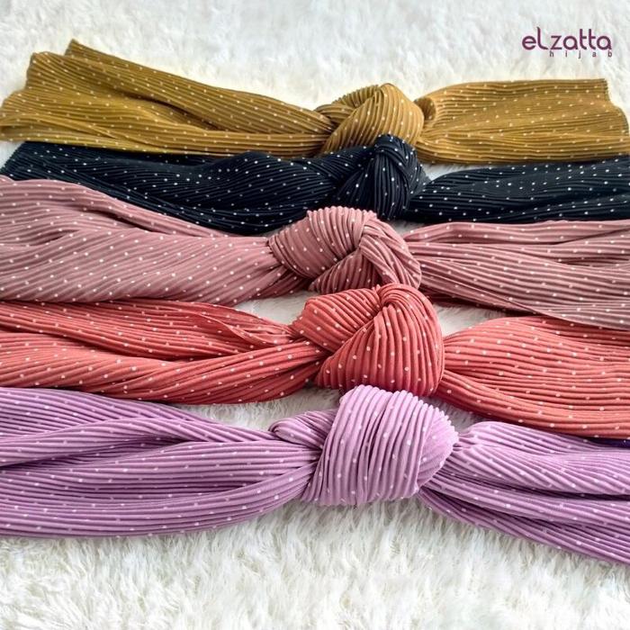 Terlaris! ELZATTA PLISKET MOTIF TERBARU PASHMINA PLEATS POLKA PASHMINA