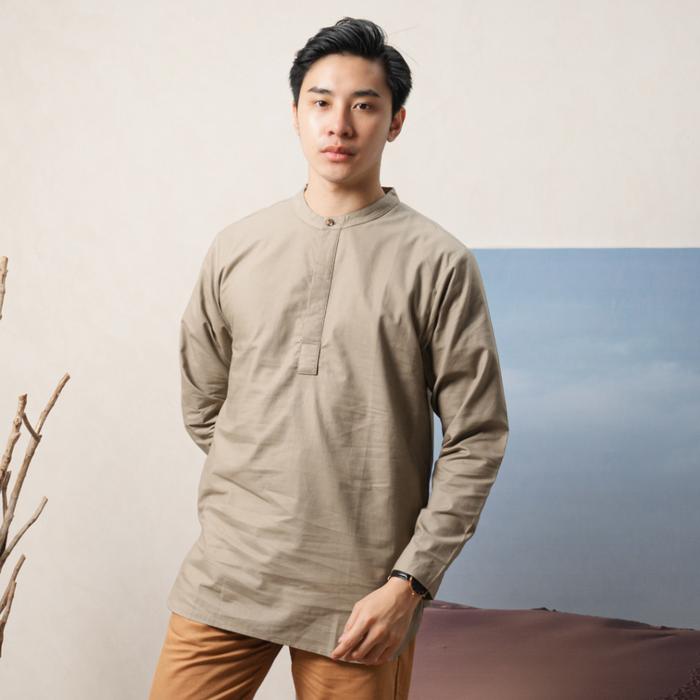TERBARU HAJJ Khaki by KAUM ADAM - Kemeja koko modern bahan premium