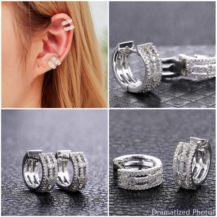 Anting Jepit Titanium Zicron Anti Karat Giwang Permata Berlian Xuping