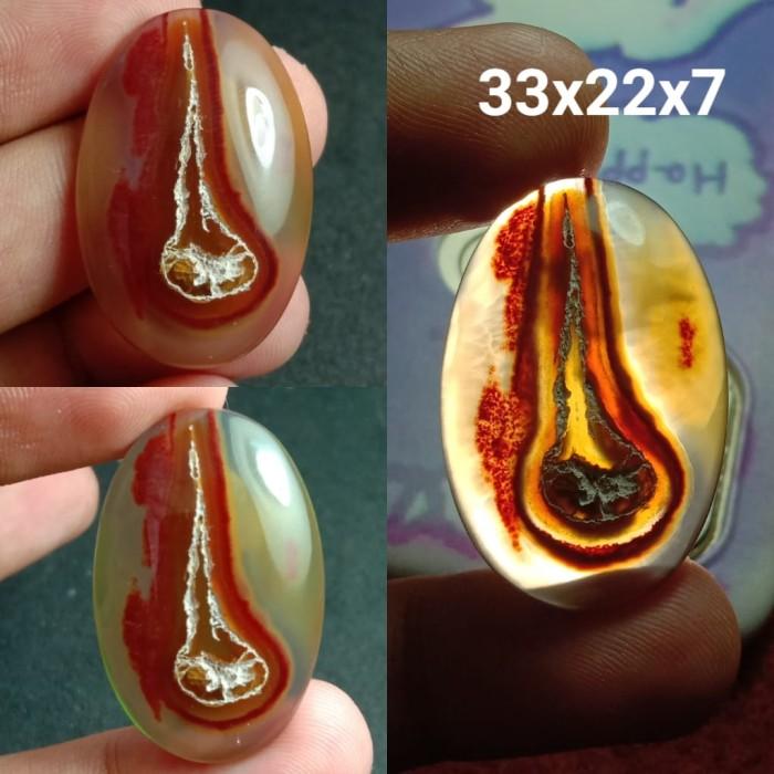 Akik Natural Batu Kristal Motif Gambar Sumsum Tulang Sapi Domba Antik