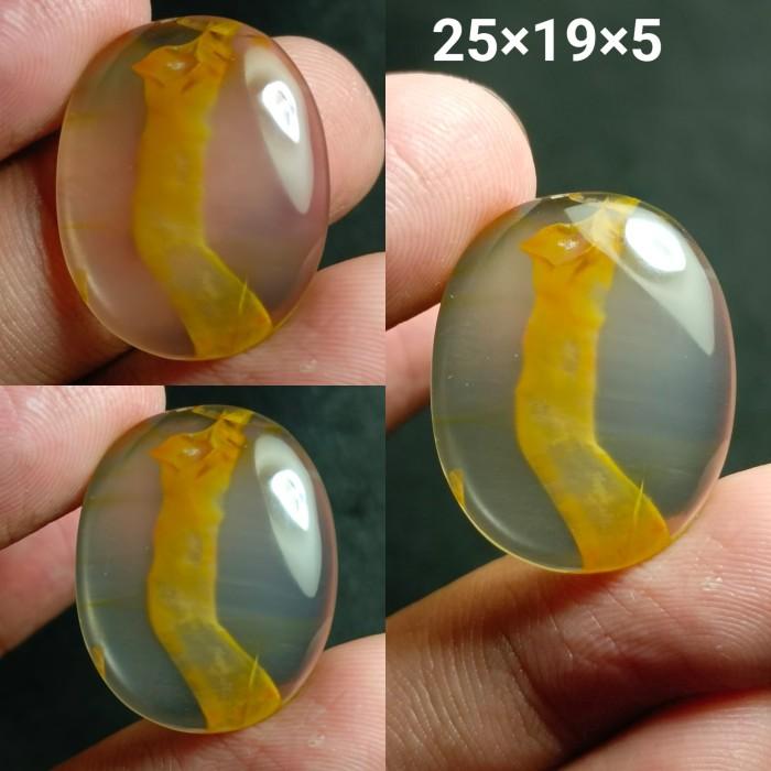Akik Natural Batu Kristal Motif Gambar Tabung Pipa Emas Gold Bar Antik