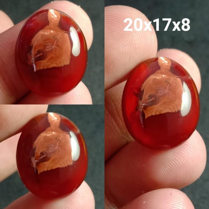 Akik Natural Batu Motif Gambar Baju Merah Samurai Jepang Unik Antik 1