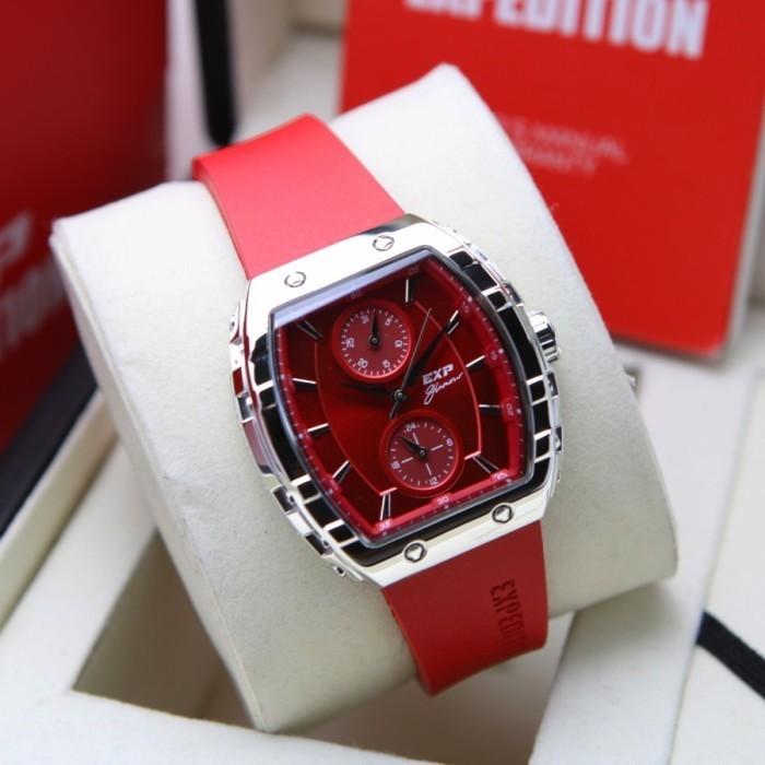 EXPEDITION EXP 6782 / E6782 - JAM TANGAN WANITA KARET - RED SILVER