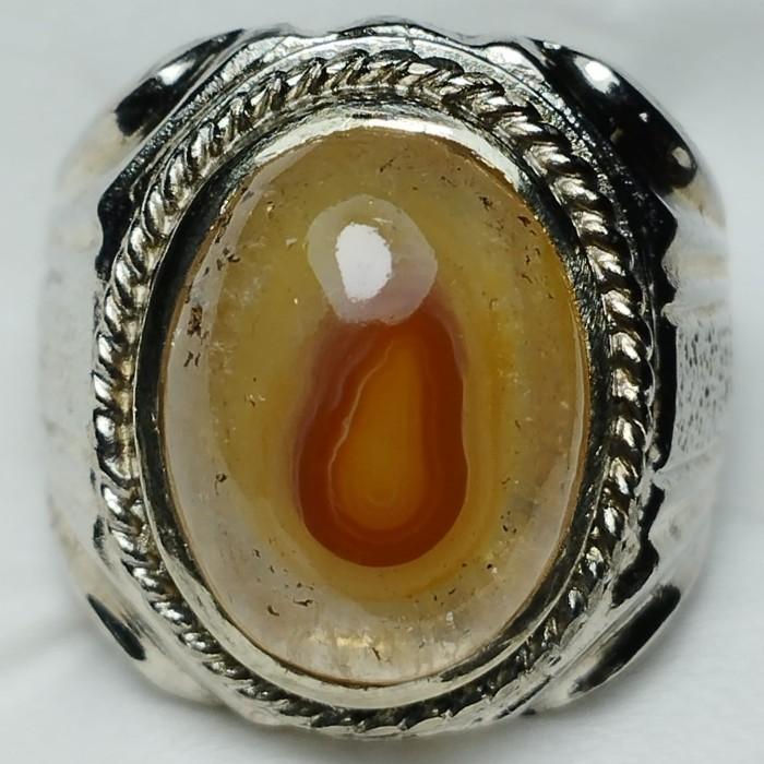 Akik Cincin Batu Natural Kristal Motif Gambar Buah Merah Delima Antik