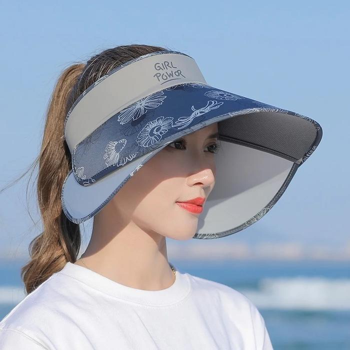 Summer Women Flower Big Brim Empty Top Hats Retractable Brim Buck