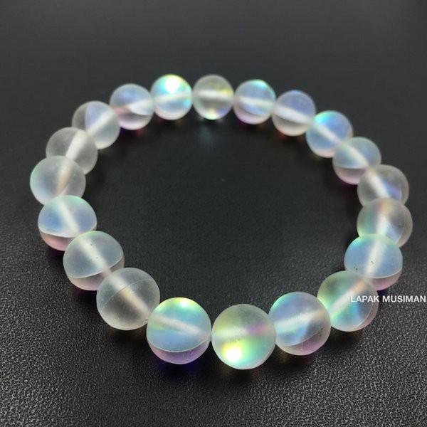 Produk GELANG BATU ANGEL BEADS MOONSTONE BIDURI BULAN ASLI LANGKA