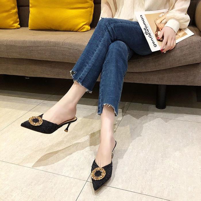6720 Heels Wanita Import Elegant Party Mules Bisa Cod (With Box)