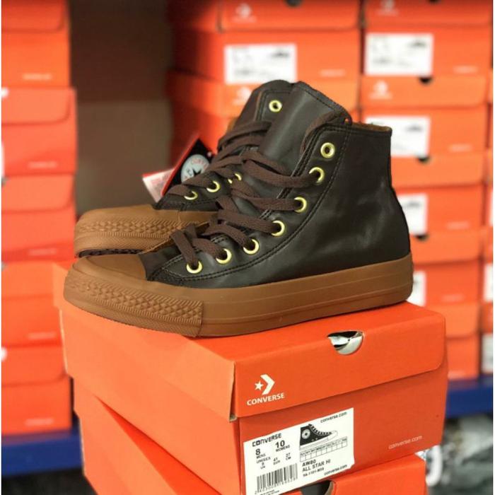 Sepatu Converse Coklat Tinggi Kulit Asli Original 38-43