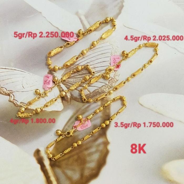 Gelang Rantai Model Araban Biji Padi Emas Kadar 8K/375