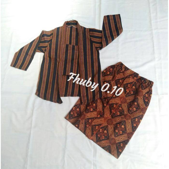 Set Kebaya Lurik Anak / Kebaya+Rok Batik Coklat / Kebaya Lurik