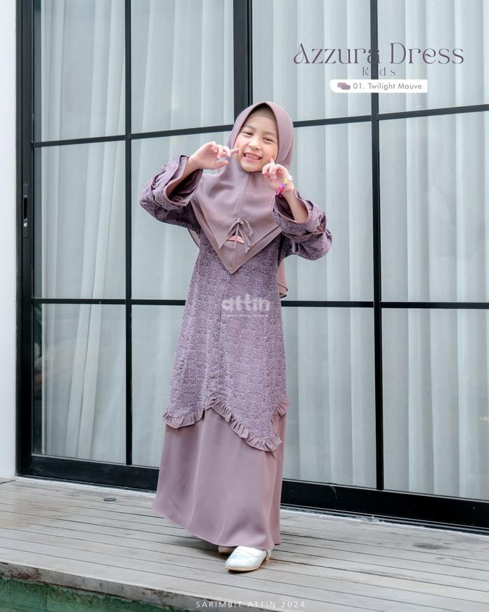 Attin-Azzura Dress Kids Sarimbit Azzam Azzura Twilight Mauve Gamis