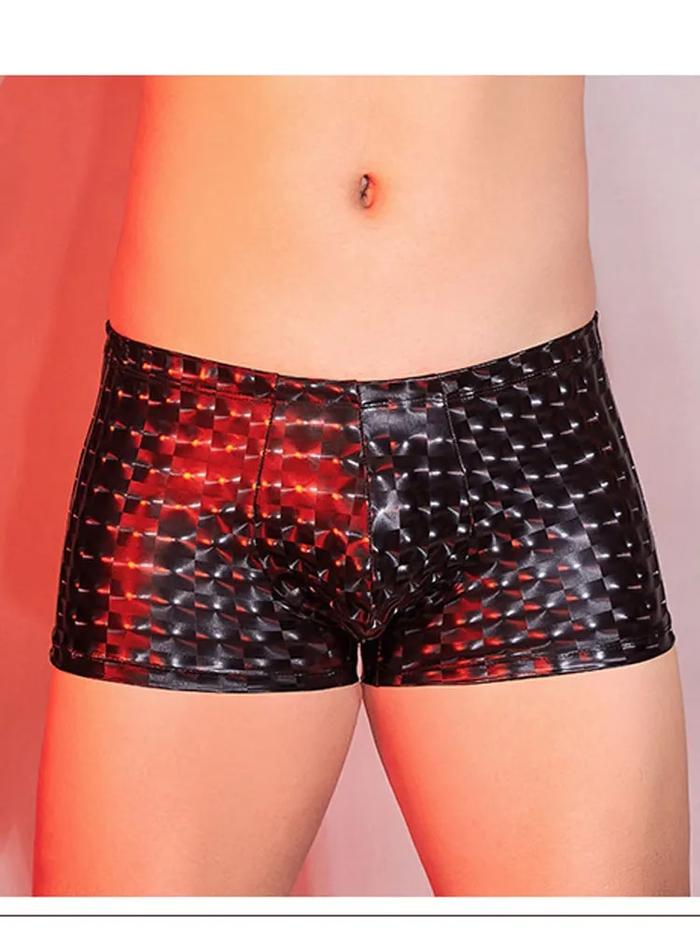Sexy Boxer Men's Panties Fashion PU Faux Leather Lingerie Low Wai
