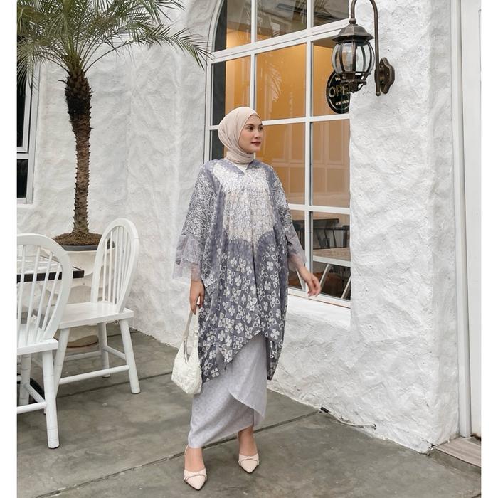 Setelan Baju Wanita Dress Kaftan Set Rok Lilit Batik Viscose Kondangan