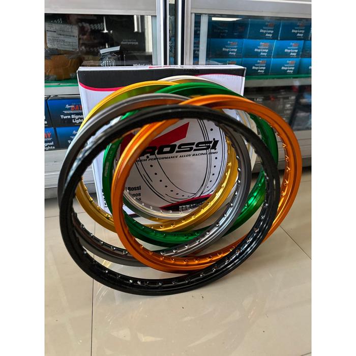 [Ready] VELG ROSSI HITAM GILAP GLOSY SILVER PUTIH KUNING GOLD HIJAU