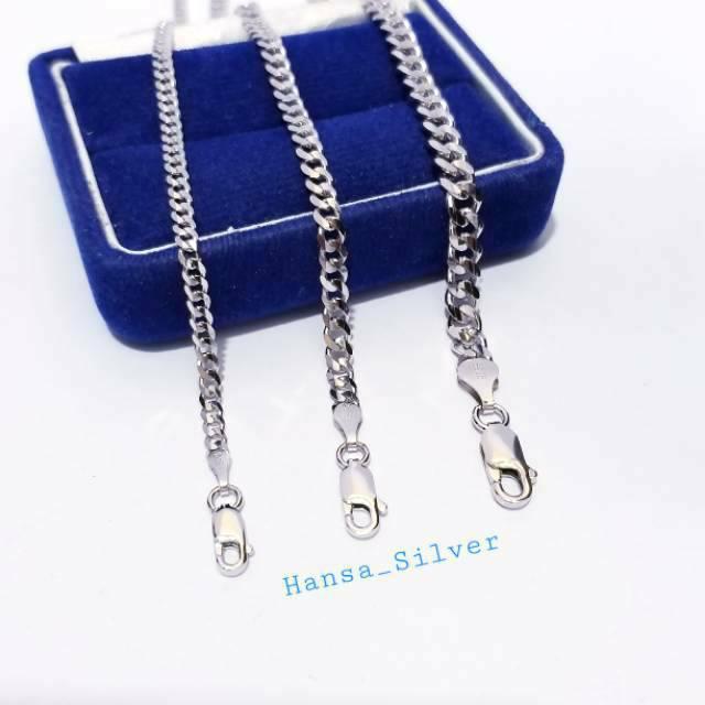 Fleur_ Gelang Perak Pria Wanita Silver Asli 925 Lapis Emas Putih