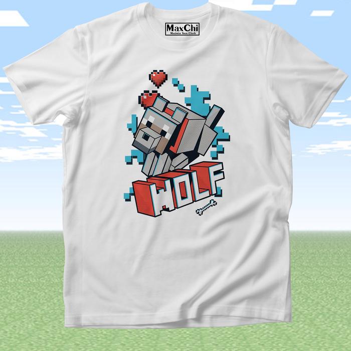 [MaxChi] Kaos Anak Remaja Dewasa Minecraft Wolf White