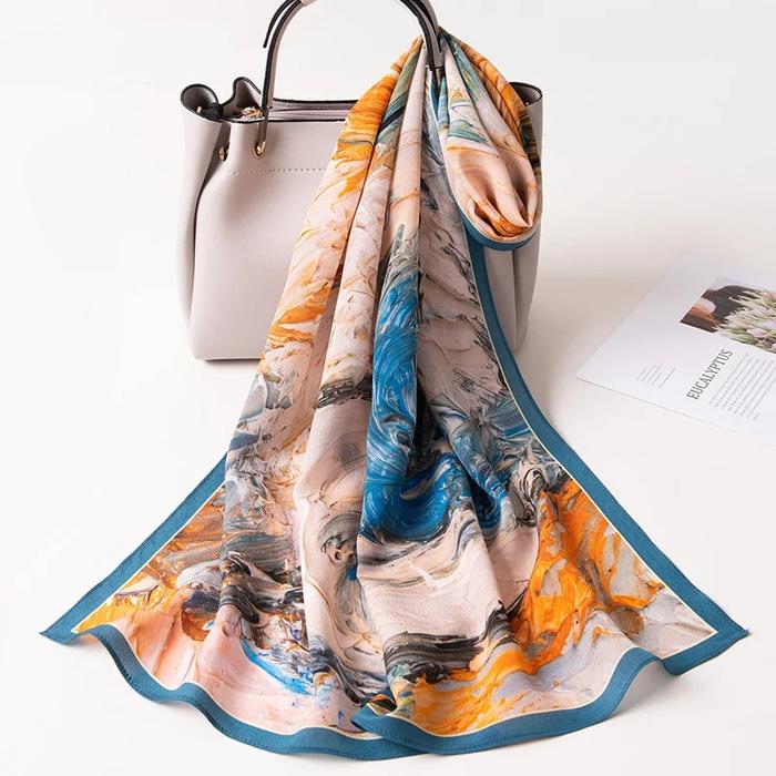 100% Silk Shawls Women Head Scarf Printed Hangzhou Natural Silk L