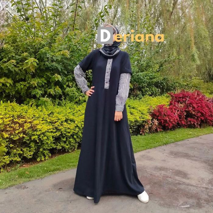 Gamis Kaos Hitam Wanita Muslim Casual Melcia Dress Black By Deriana Project