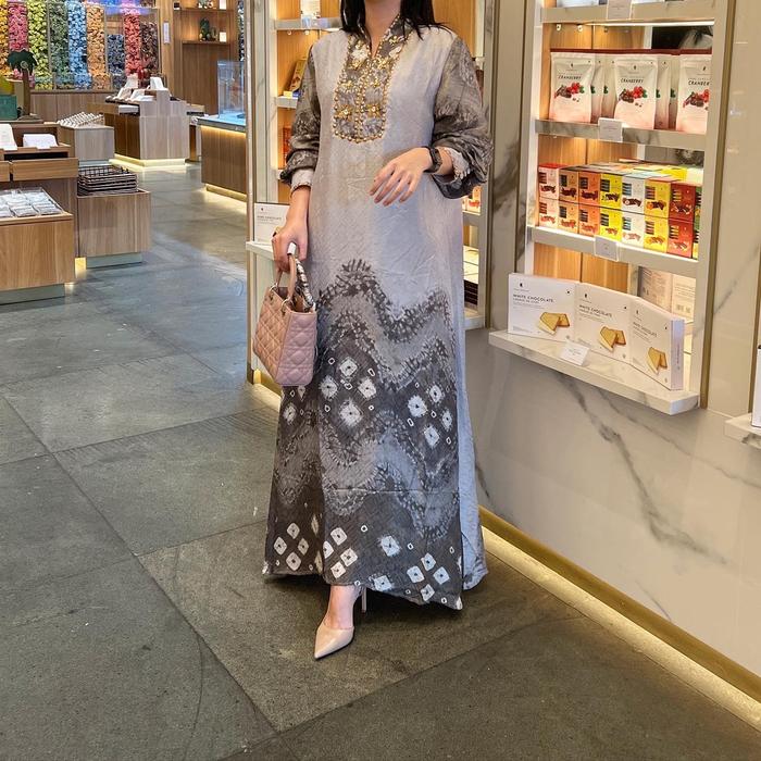 Dress kaftan batik wanita jumputan palembang viscose kondangan jumbo