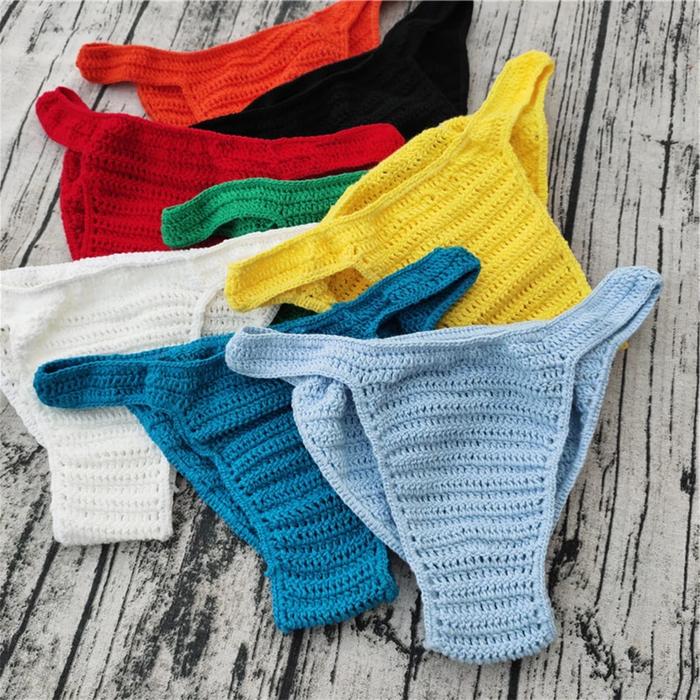Hot Men Women Breathable Underwear Hand Crochet Low Rise Swimming