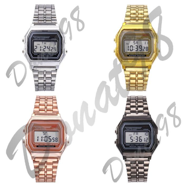 Jam Tangan Model Casio Digital Led Rantai Untuk Wanita Dan Pria