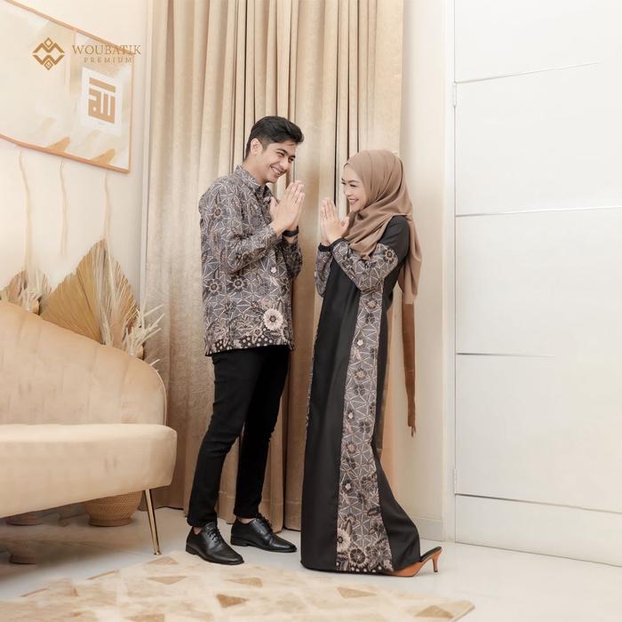 Set Woubatik Premium - Gamis Lebaran Batik Couple Syari Ria Ricis Dan