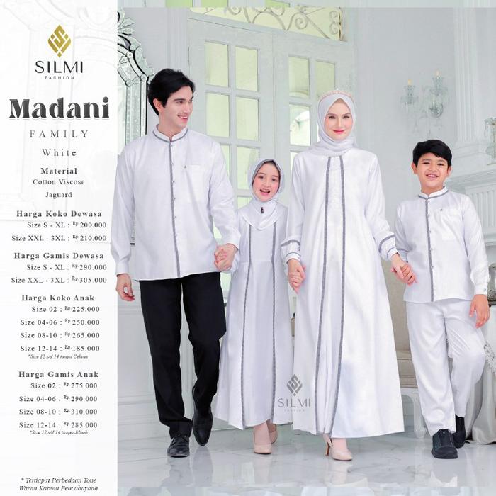Set Sarimbit Lebaran Silmi Terbaru Madani Family Warna Putih White ||