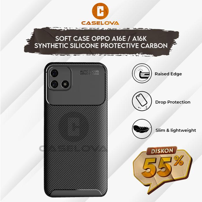 Case Oppo A16E A16K Synthetic fiber Silicone Protective Carbon