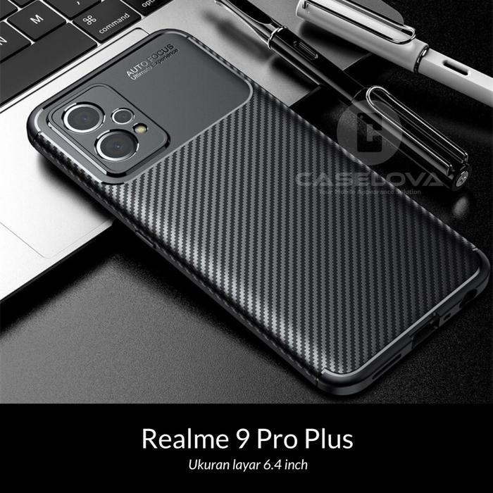 Case Realme 9 Pro Plus Synthetic fiber Silicone Protective Carbon
