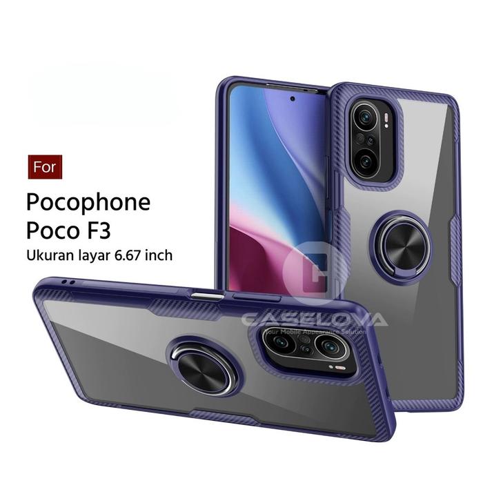 Case Pocophone POCO F3 Hardcase Invisible Ring Transparent Kickstand