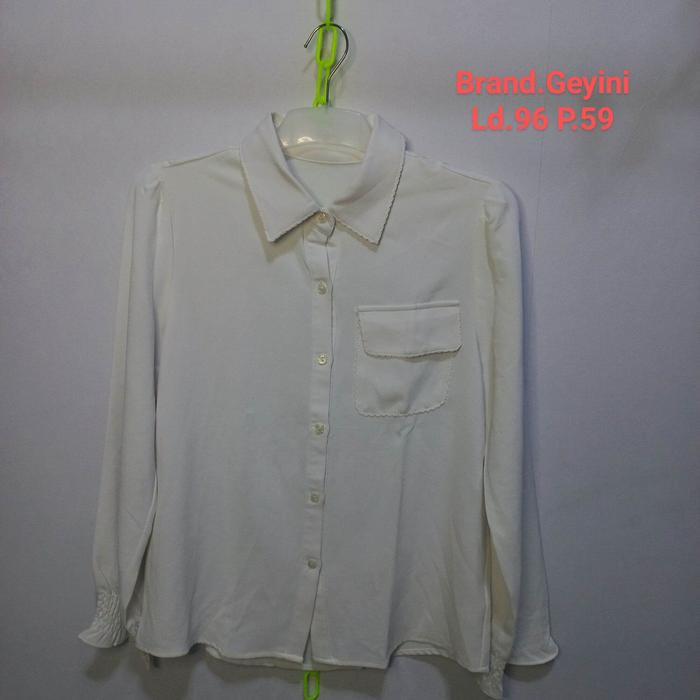atasan PL wanita import/kemeja putih PL/blouse Putih PL/kemeja brand