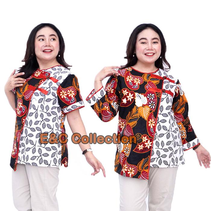Blouse Batik Strawberry Asimetris - Atasan Batik Wanita – Blouse Big