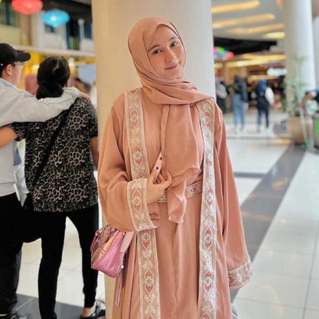 Dress Kaftan gamis abaya outer shireen sungkar bahan cradenza silky premium Mewah Baju Muslim Wanita