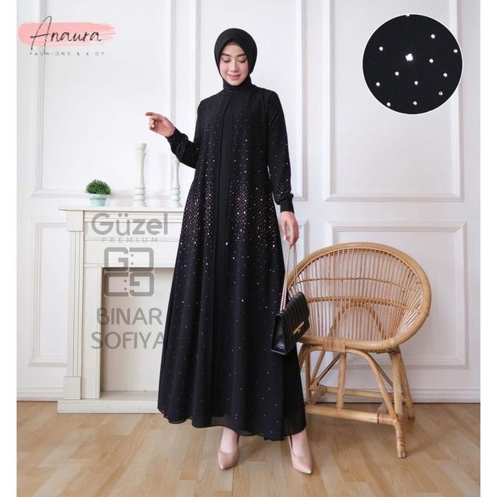 Gamis Hitam Wanita Binar Sofiya Kualitas premium Original by Guzel