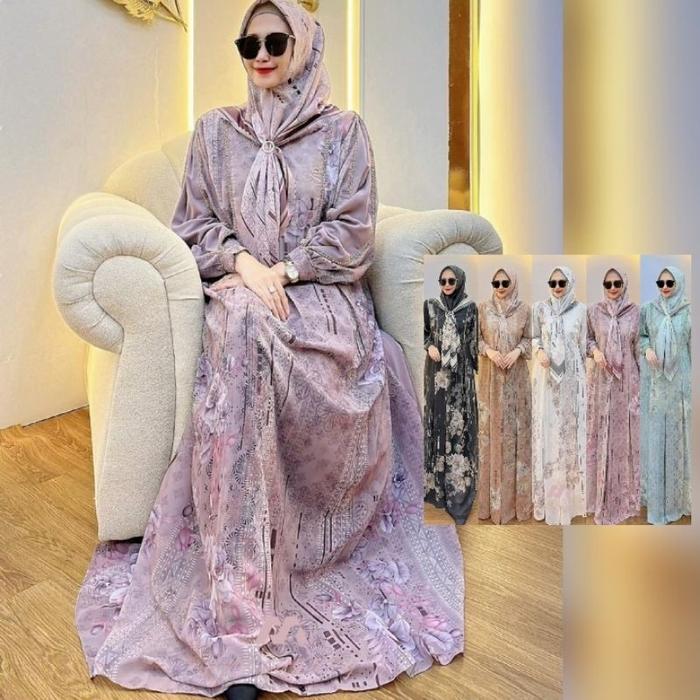 HMF SAFIRA 4 Baju Dress Set Hijab Muslimah Safira set Hijab gamis