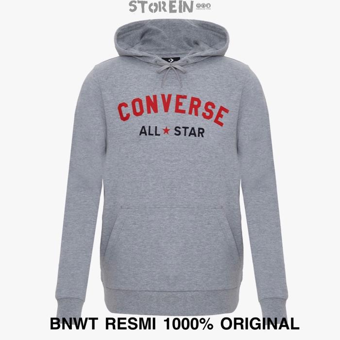 Converse Mens Hoodie All Star Logo Printed Black & Grey Original (PT