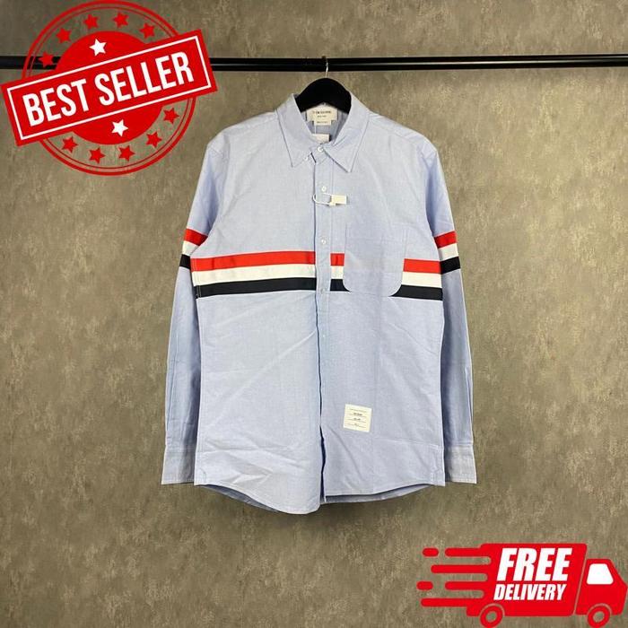 [ HIGH QUALITY ] Kemeja Thom Browne Blue Bew Arrival Kemeja Pria Best