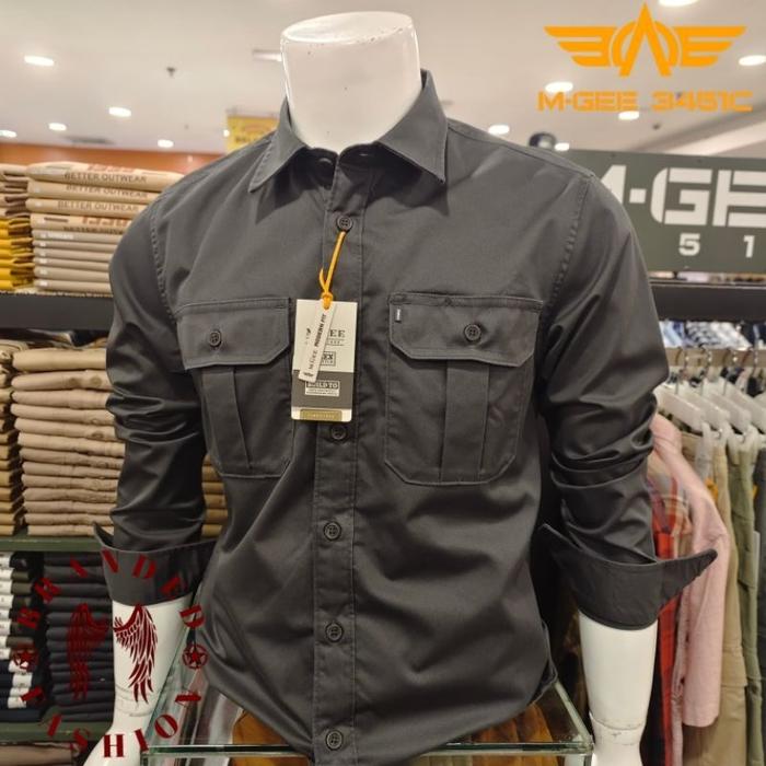 MGEE KEMEJA LENGAN PANJANG FIELD C003 GREY NEW!!