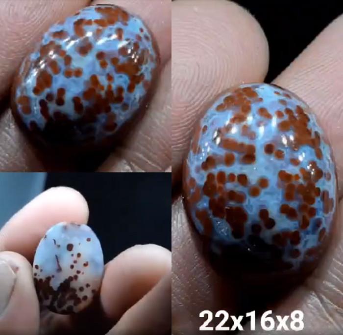 Natural Akik Batu Motif Gambar Kulit Tokek Bintik Merah Unik Antik 1