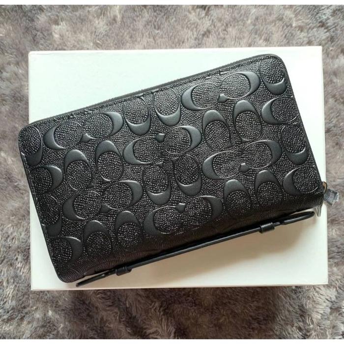 Coach Clutch Hand Bag With Embossed Black Leather- 100% Original