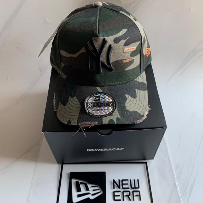 Topi York Yankees Ripped Damaged Army Baseball Cap Limited